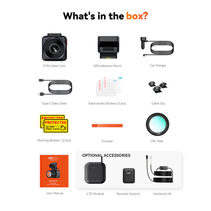 Dashcam Vantrue E1Pro 4K